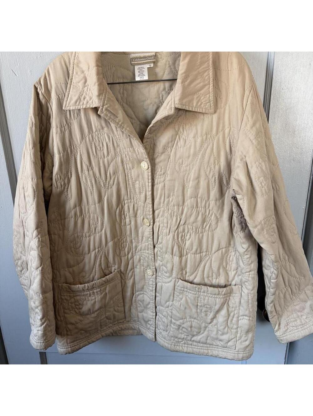 Coldwater Creek Women's Cream and Tan Jacket